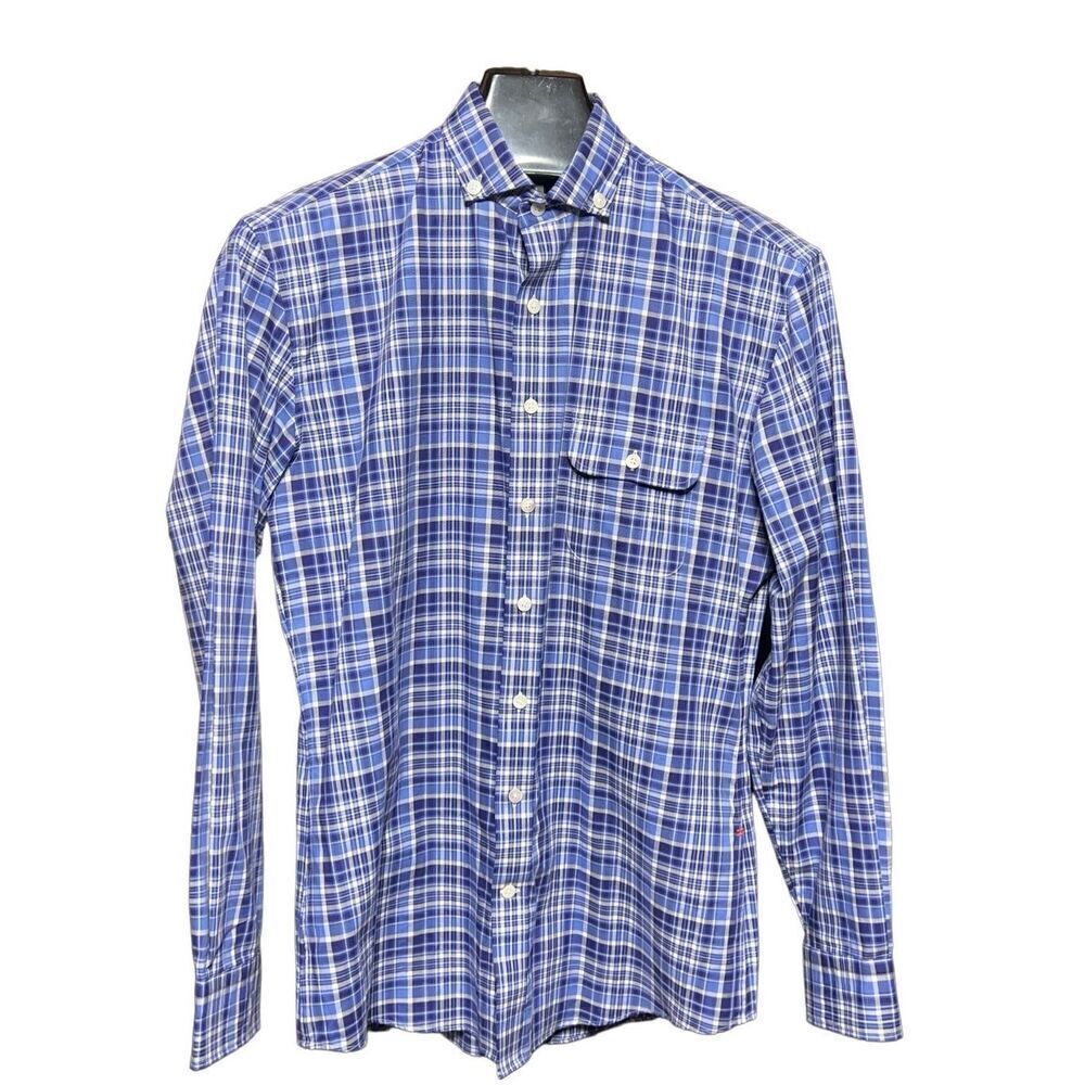 Rye 51 Blue Plaid Long Sleeve Button Up Shirt Size Small